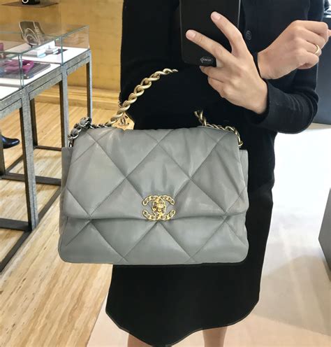 chanel 19 flap bag grey|Chanel 19 bag large.